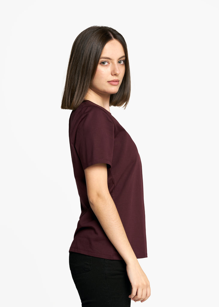 camiseta-mujer-manga-corta-algodon-burdeos-color-vino